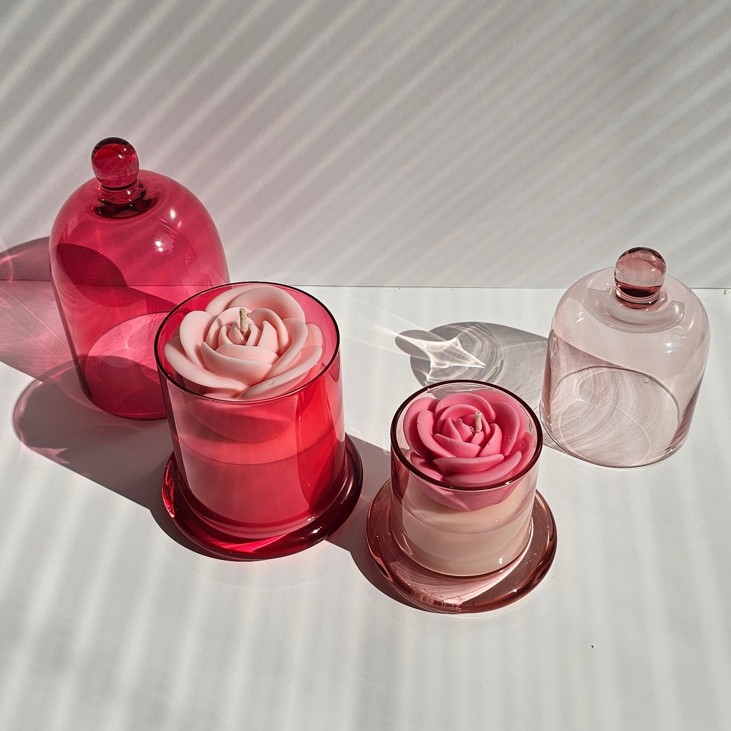 Bell jar candle with rose
