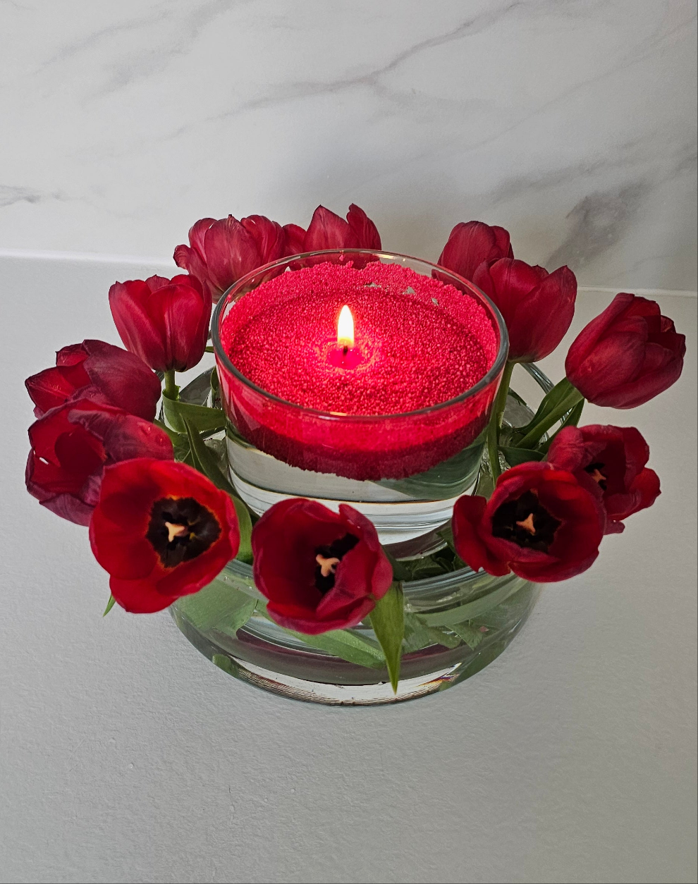 Rood kaarsenzand + wiekendoosje met 10 wieken