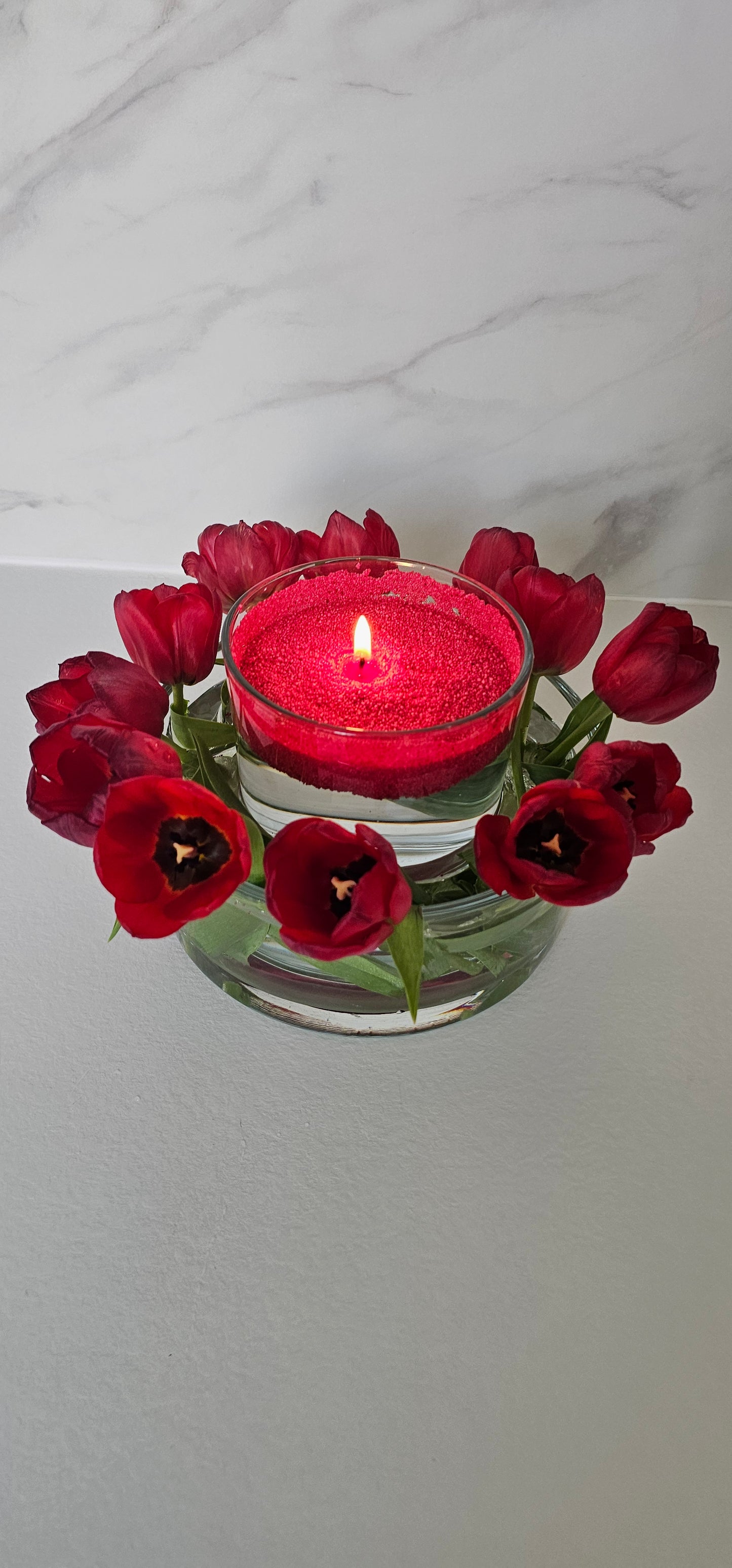 Rood kaarsenzand + wiekendoosje met 10 wieken