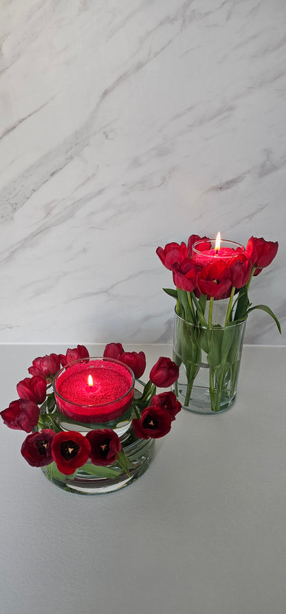 Rood kaarsenzand + wiekendoosje met 10 wieken