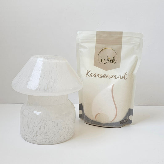 Wieklicht wit + kaarsenzand + 10 wieken